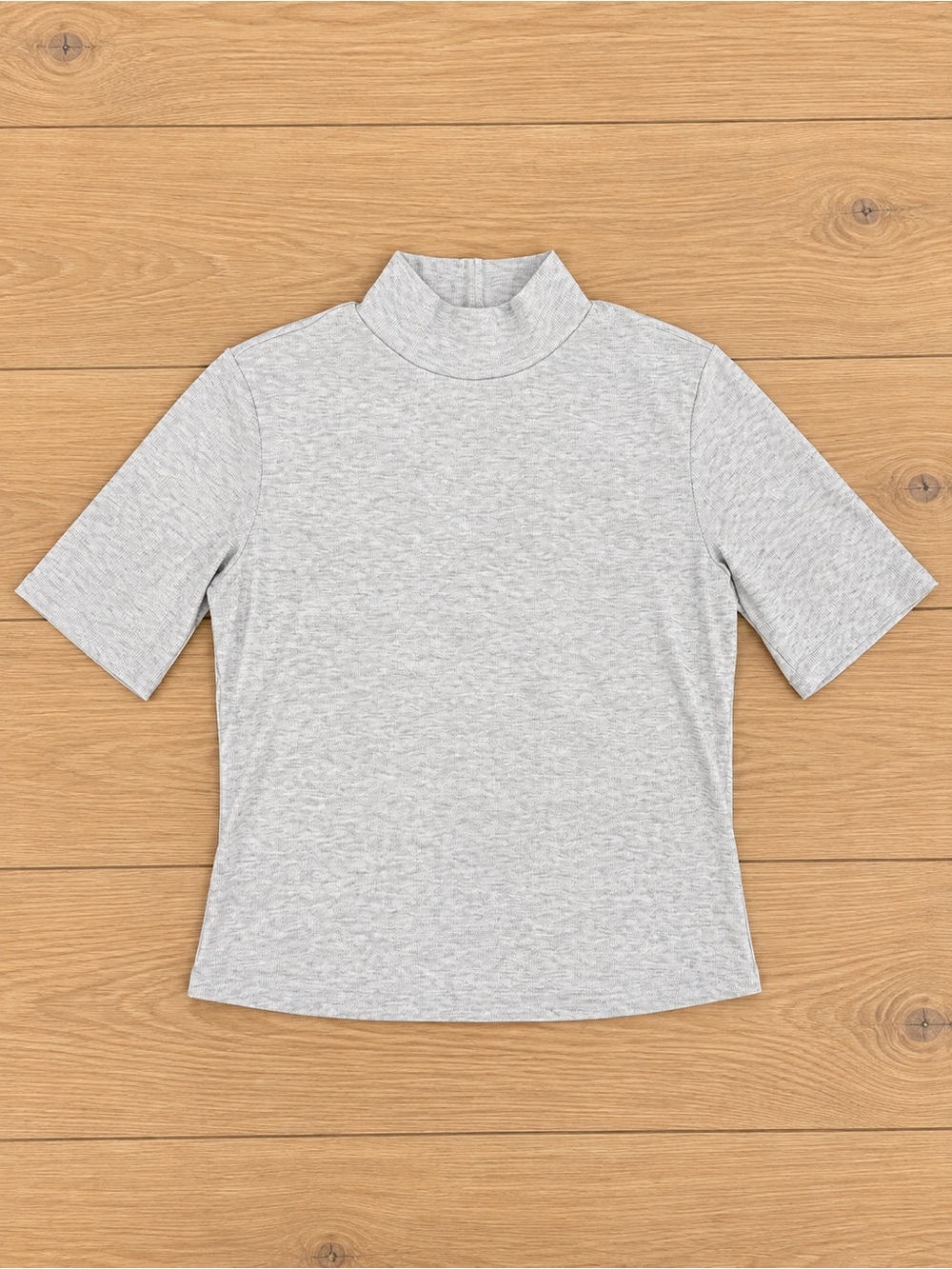 Athleta Signature Rib Mock Neck Tee L Grey TENCEL Modal Minimalist Work